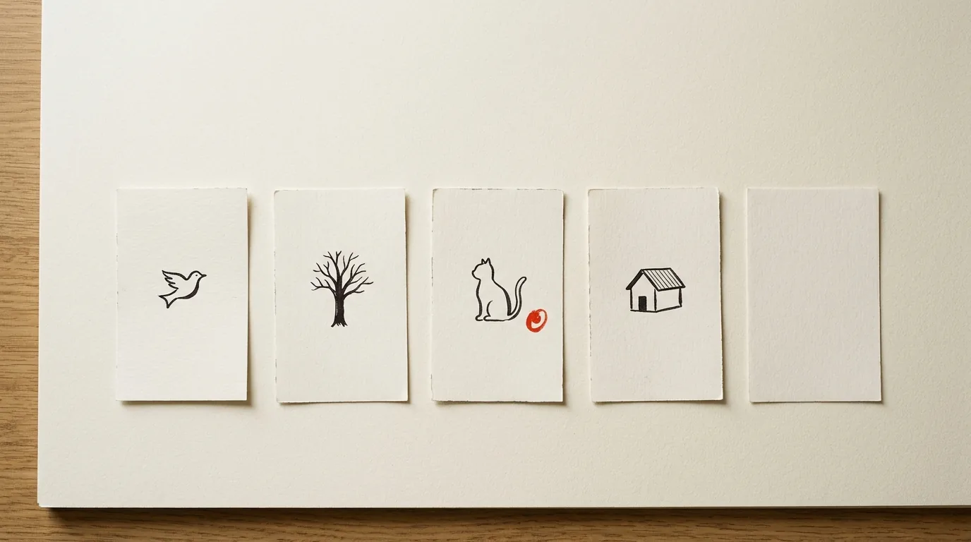 A row of storyboard cards laid out in order